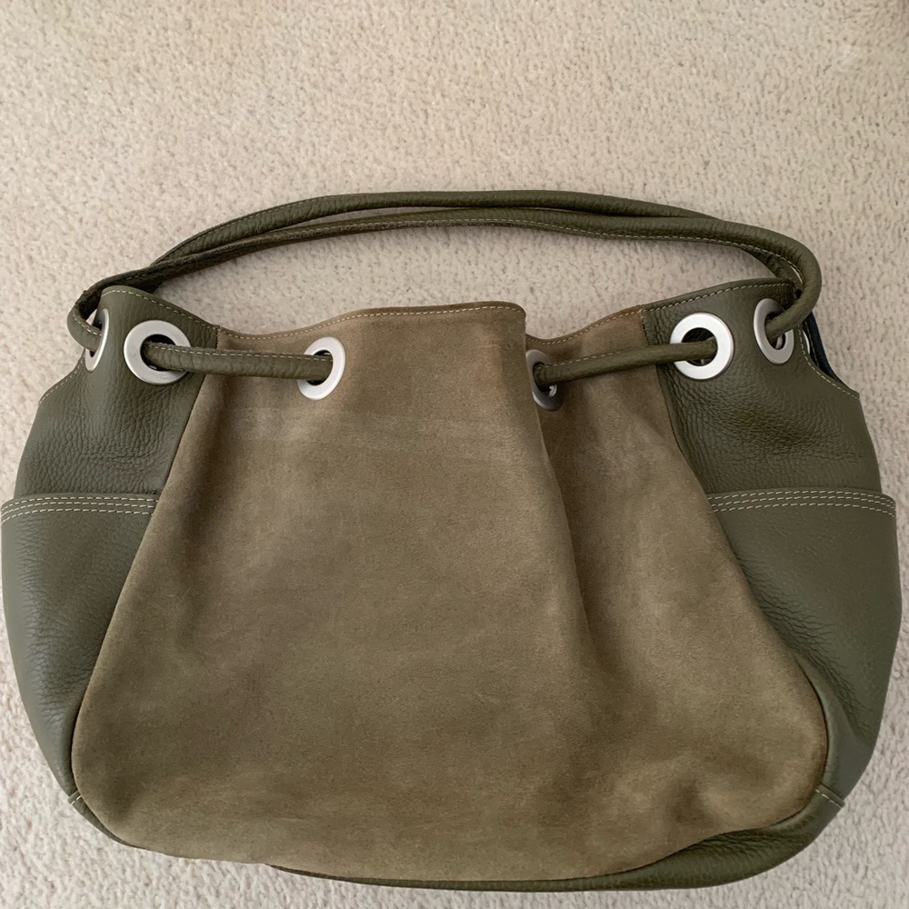 J. Jill Genuine Leather and Suede Olive Shoulder Bag - Picture 3 of 5